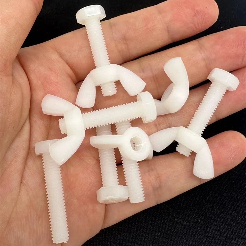 White Nylon Hex Head Set Screws Fully Threaded Plastic Bolts Wing Nuts Assortment M3 M4 M5 M6 M8 M10 M12 Fastener Insulation