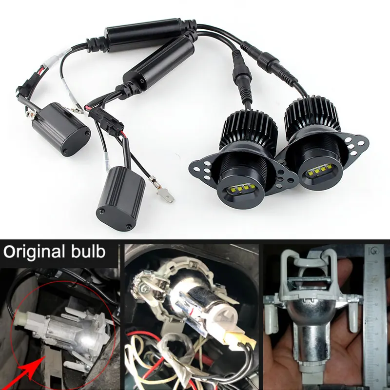 1 Set 80W XBD Chips LED Angel Eyes Halo Marker Ring Light Bulb Canbus For BMW E90 E91 318i LCI 09-11 DRL Error Free car styling