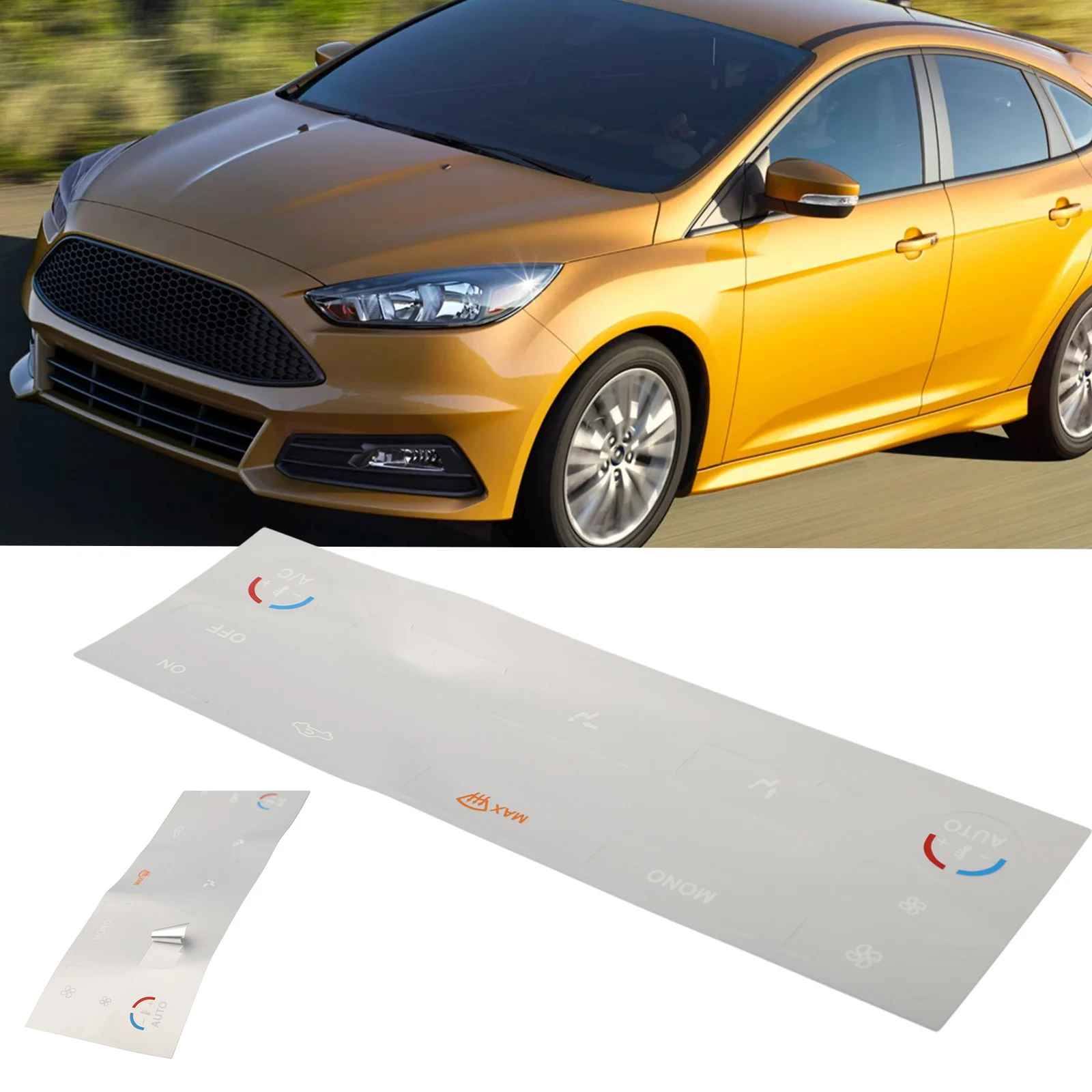 Car Dashboard Button Repair Sticker Kit, A/C Climate Control decalques, adesivo prateado para Ford S-Max, Mondeo