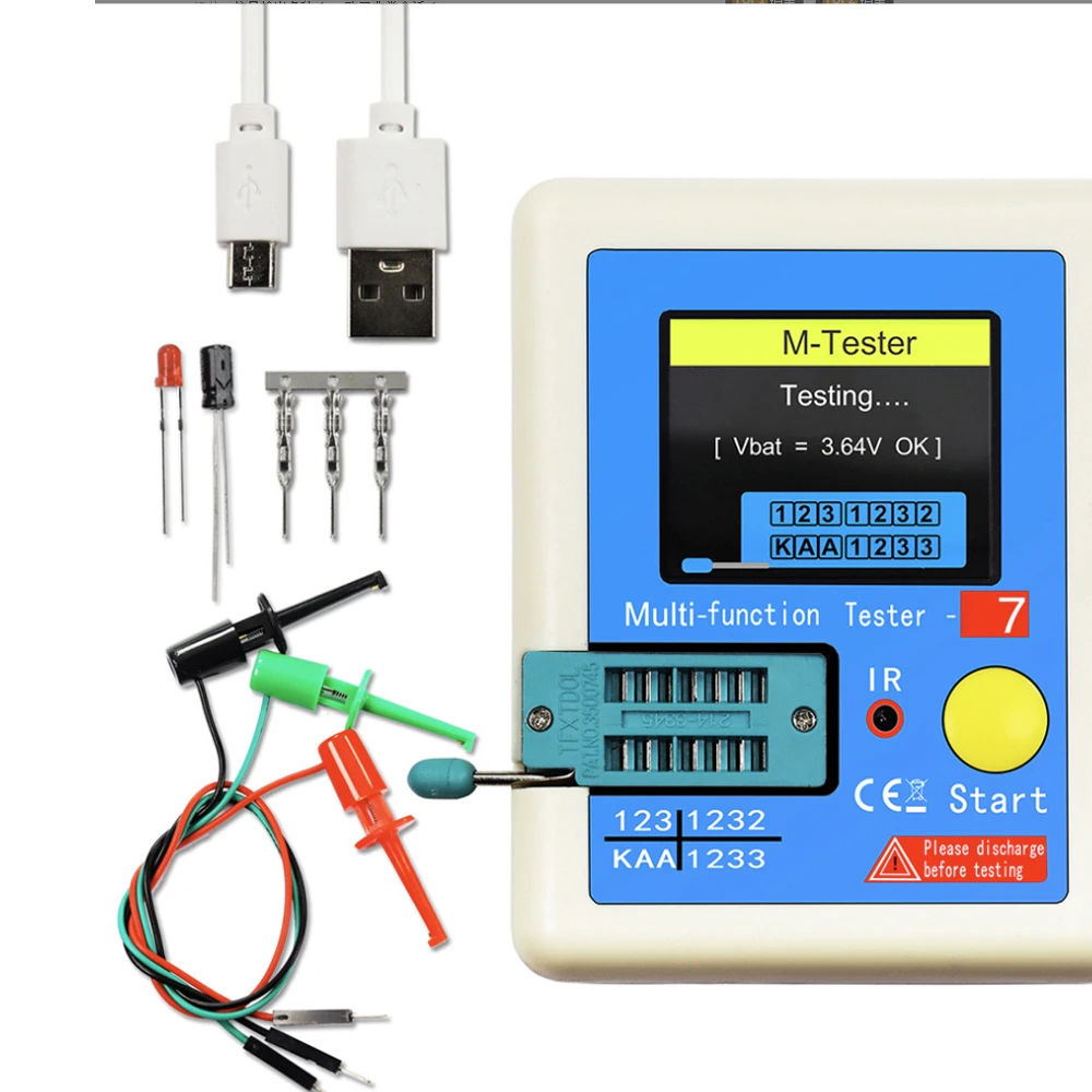 Multimeter Colorful Display TFT For Diode Triode MOS/PNP/NPN Capacitor Resistor Transistor LCR-T7 Transistor Tester
