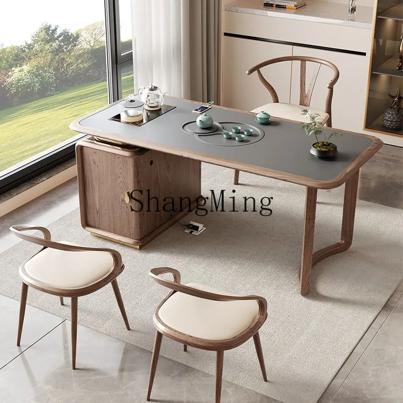 

CL solid wood balcony small tea table combination new Chinese living room tea table small home office tea table in one