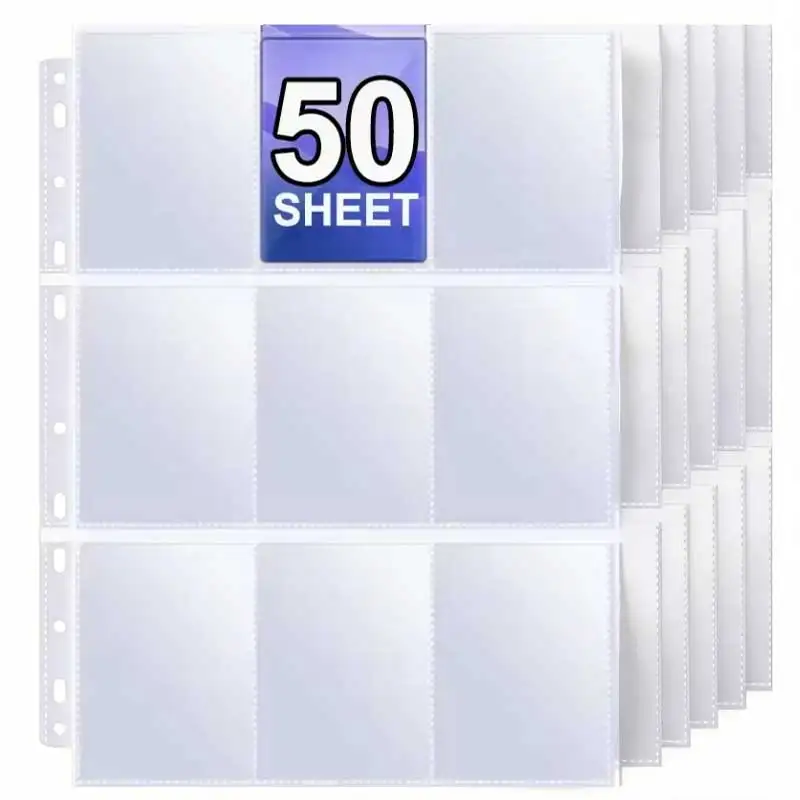 50pcs...Double Sided Card Sleeves Binder Sheets Clear Photocard Holder Pages Multi Pockets Sleeve For Idol Photo Card Collecting