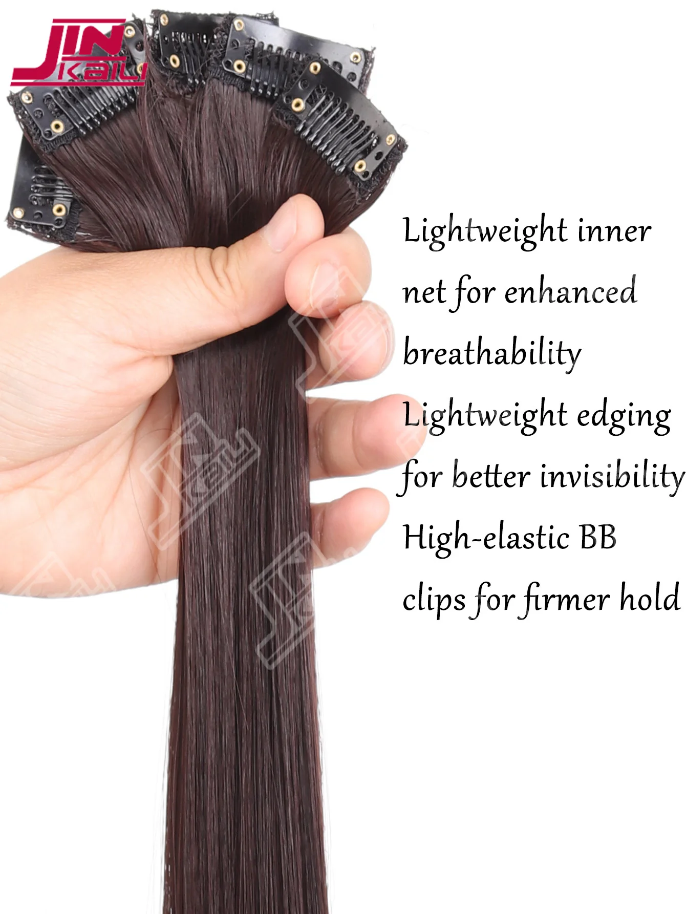JKL 24 inch synthetic hair extension Wig patch invisible seamless for women 5-piece set,straight to increase hair volume