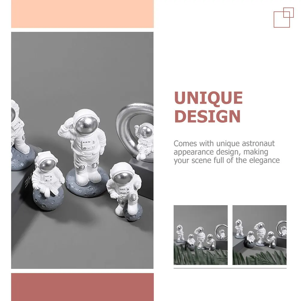 

5Pcs Creative Resin Astronaut Decoration Spaceman Ornament Desktop Furnishing Home Desktop Decor Resin Craft Simulated Spaceman