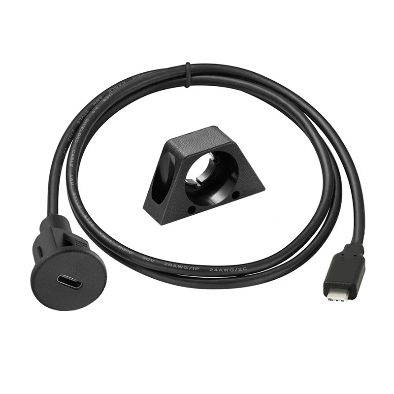 1-metrowy przedłużacz USB 2.0 3.0 typu C męski na żeński do montażu panelowego w samochodzie ciężarowym, łodzi, motocyklu, desce rozdzielczej — zdjęcie produktu 2