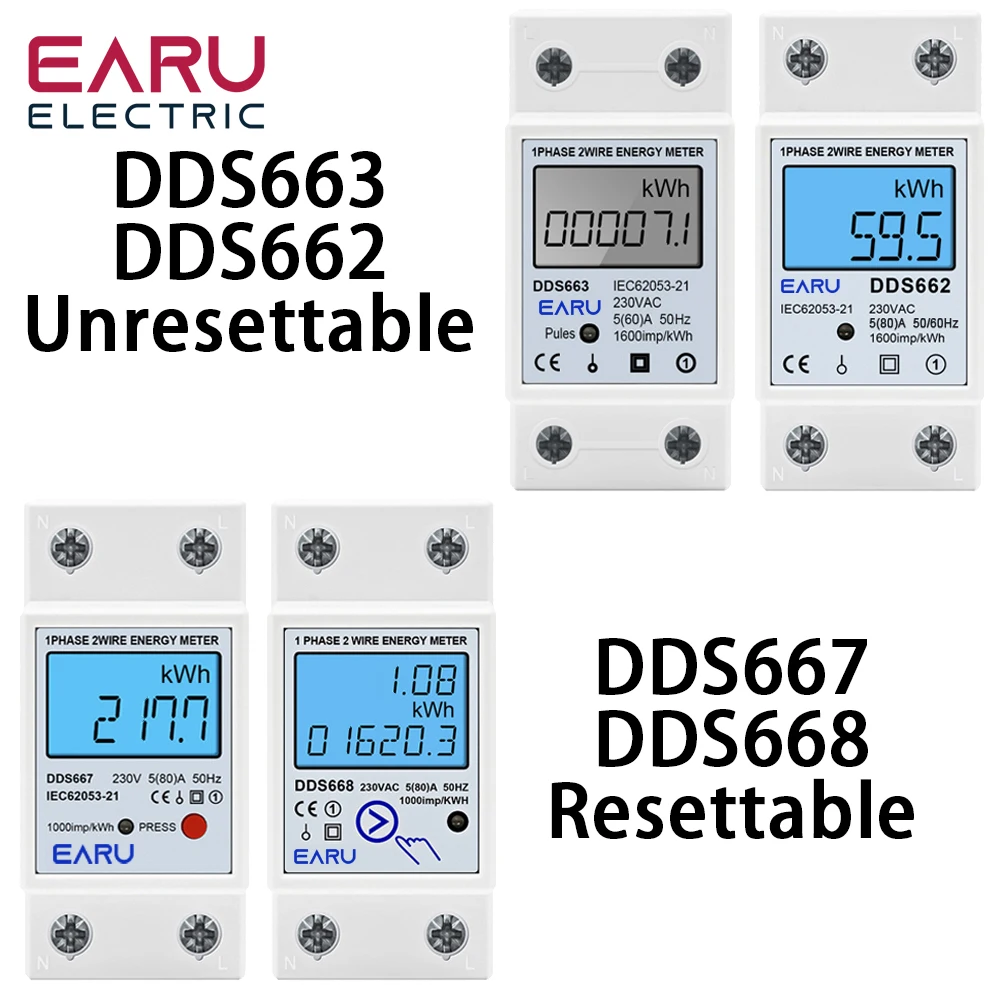 AC230V 50/60Hz 60/80A jednofazowy cyfrowy wyświetlacz LCD watomierz zużycie energii na szynie Din licznik elektryczny kWh podświetlenie