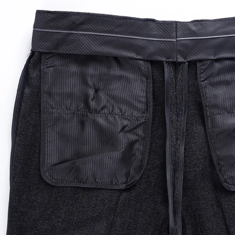 Pantalones de traje de Cachemira para hombre, pantalones de lana de cintura alta a rayas sueltas, pantalones de vestir formales rectos clásicos,