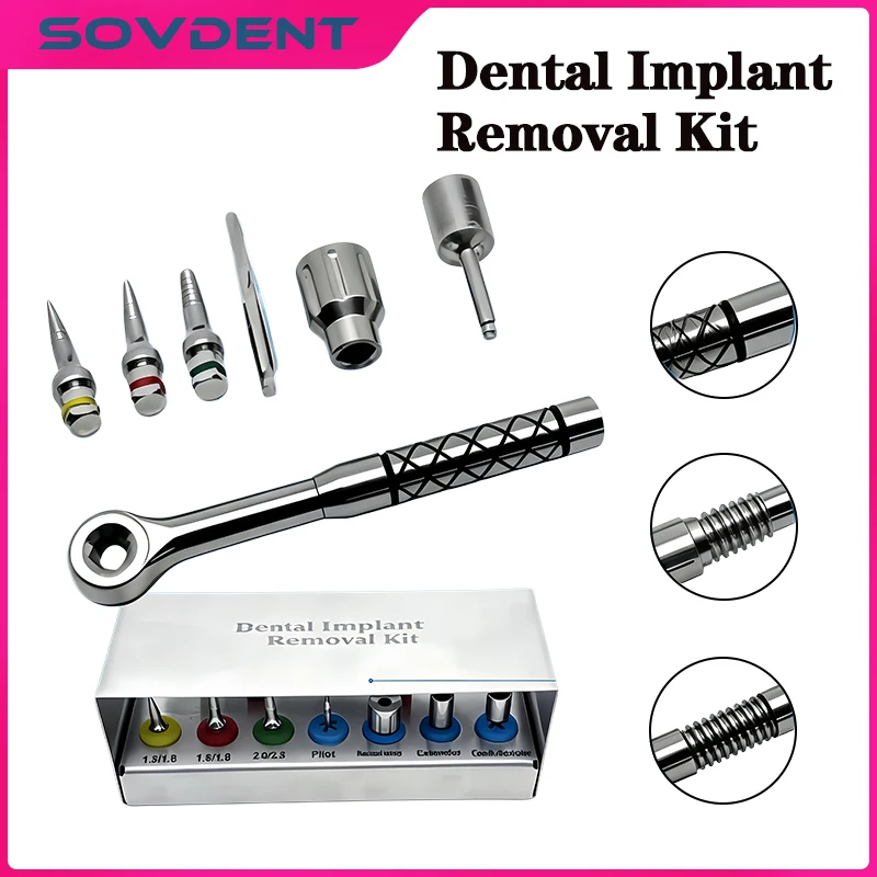 1 Set Dental Implant Removal Kit Bone Expander SOS Set Remove Broken Fixture Ratchet Wrench Implant Kit