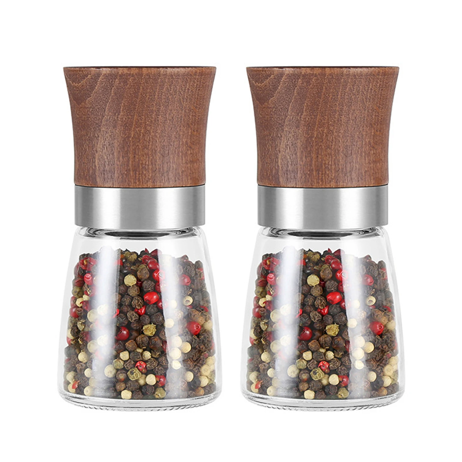 Manual glass grinder black pepper pepper sea salt stainless steel ceramic core seasoning bottle vendor Use a spreading bottle