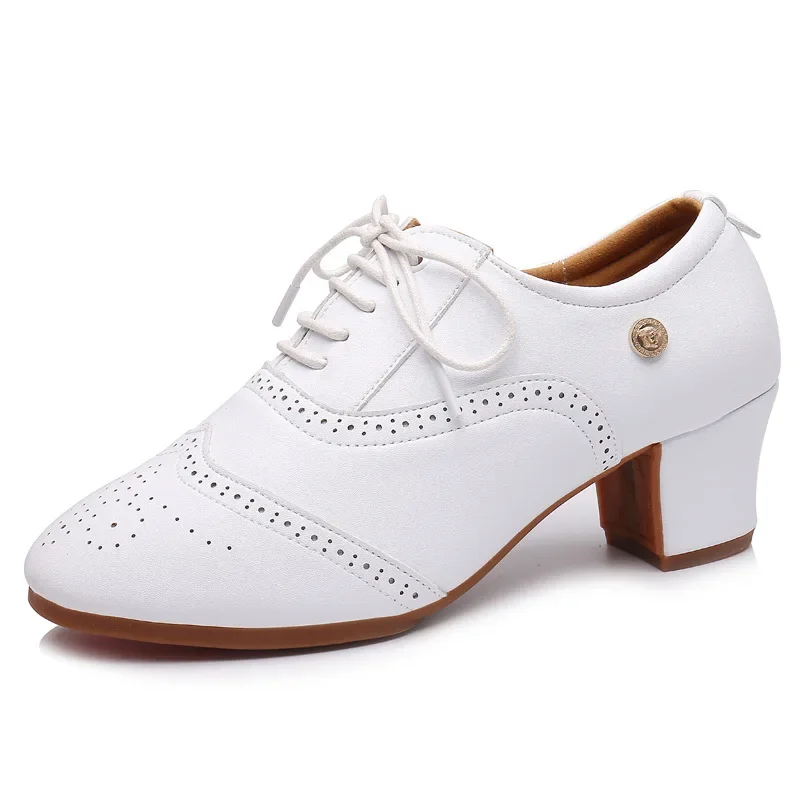 Teacher Latin Dance Shoes Soft Leather Women Modern Shoes Professional Square Heels 3.5/5cm Ballroom dancing Shoee