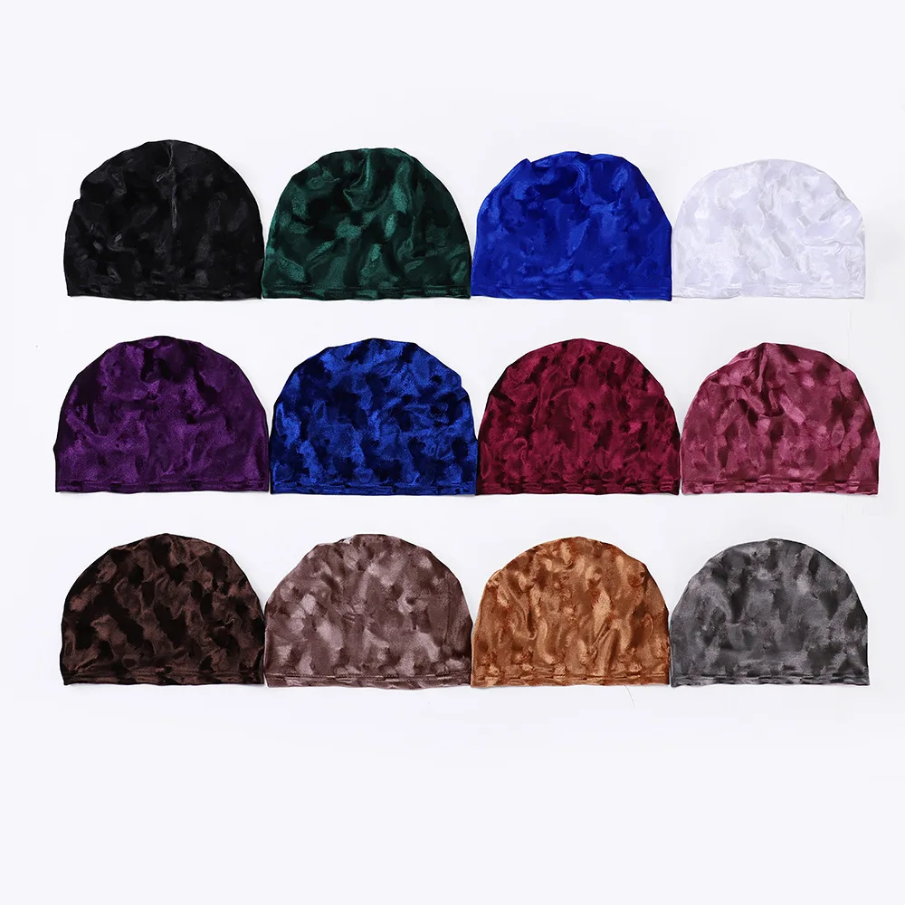 Nowa Muzułmańska Aksamitna Podszewka Pod Hidżab z Nadrukiem, Czapka, Bonnet, Damska Czapka Chemo, Chusta na Wypadanie Włosów, Wewnętrzny Hidżab, Turban Damski