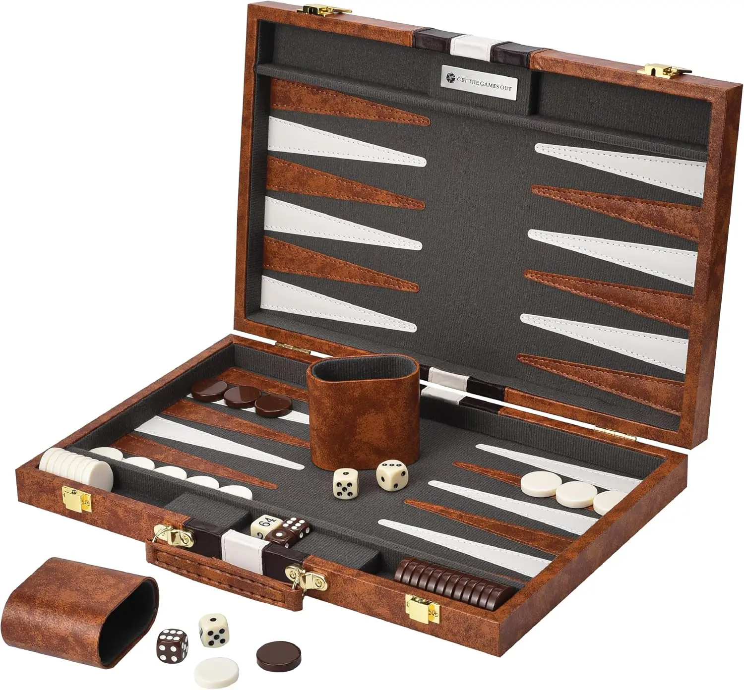 

Classic Backgammon Set - 2 Players Board Game - Strategy Guide - Brown, Medium