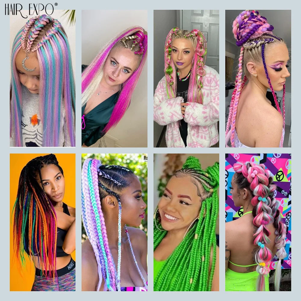 26นิ้ว Braids ผมสังเคราะห์สีสัน Pre ยืดต่อผมเปียจัมโบ้ Braids Ombre Yaki ยาวตรงผม