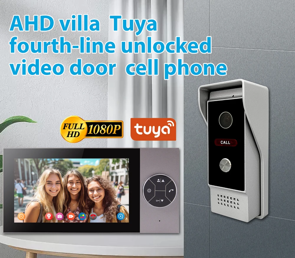 

AHD Villa Tuya видеодомофон сотовый телефон 7 "WIFI Tuya умная видеодомофонная система 1080P комплекты видеодомофонов