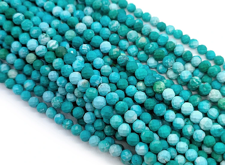 

Wholesale Natural 3-4mm Rare Turquoise Faceted Round Loose Beads For Making Jewelry DIY Necklace Bracelet