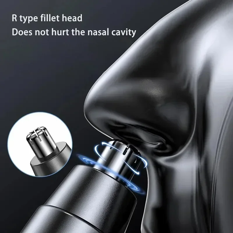 ماكينة تشذيب شعر الأنف الكهربائية المحمولة باللون الأسود، ماكينة تشذيب شعر الأنف والأذن والأنف، ماكينة تشذيب شعر الأنف الاحترافية غير المؤلمة للرجال والنساء ﻿