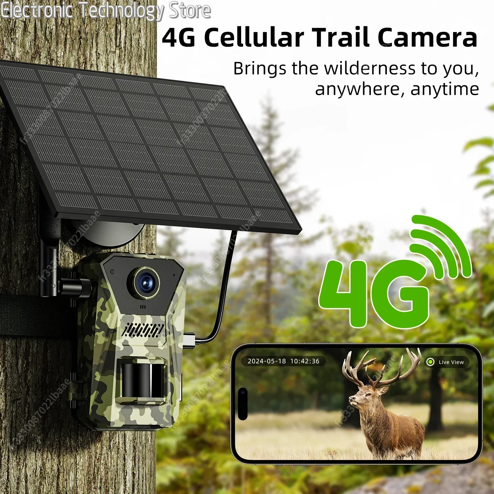 14MP 4G Solar Hunting Trail Camera Waterproof 20M PIR MotionDetection Outdoor Wildlife Tracking Cam 940nmh infrared Night Vision