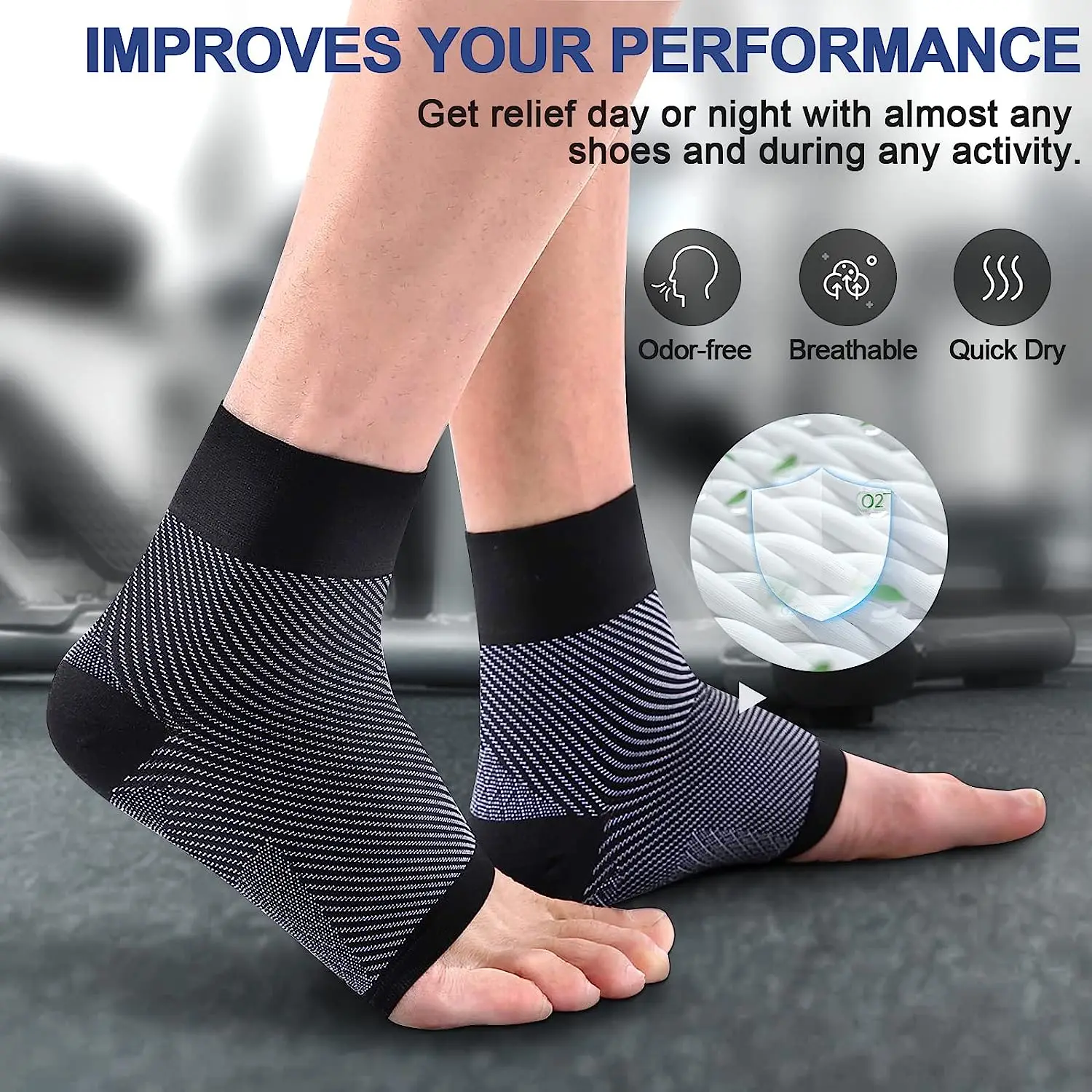 1pair Plantar Fasciitis Compression Socks,Arch Support Foot Pain Relief Ankle Brace Splint,Provide Increase Blood Circulation