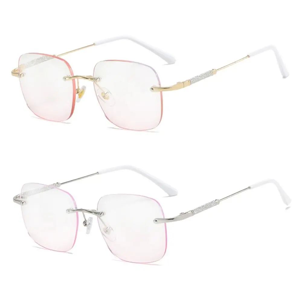

Blue Ray Blocking Anti-Blue Light Reading Glasses Ultralight Shiny Rhinestone Square Eyeglasses Eye Protection Metal