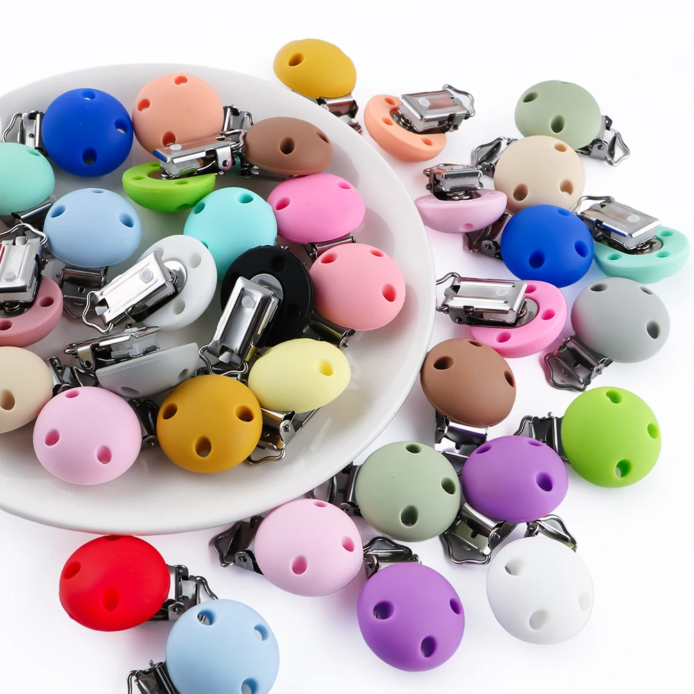 6pcs New Color 30mm Silicone Round Metal Clips DIY Bag Hat Chain Keychain Holder Clamps Jewelry Handmade Accessories