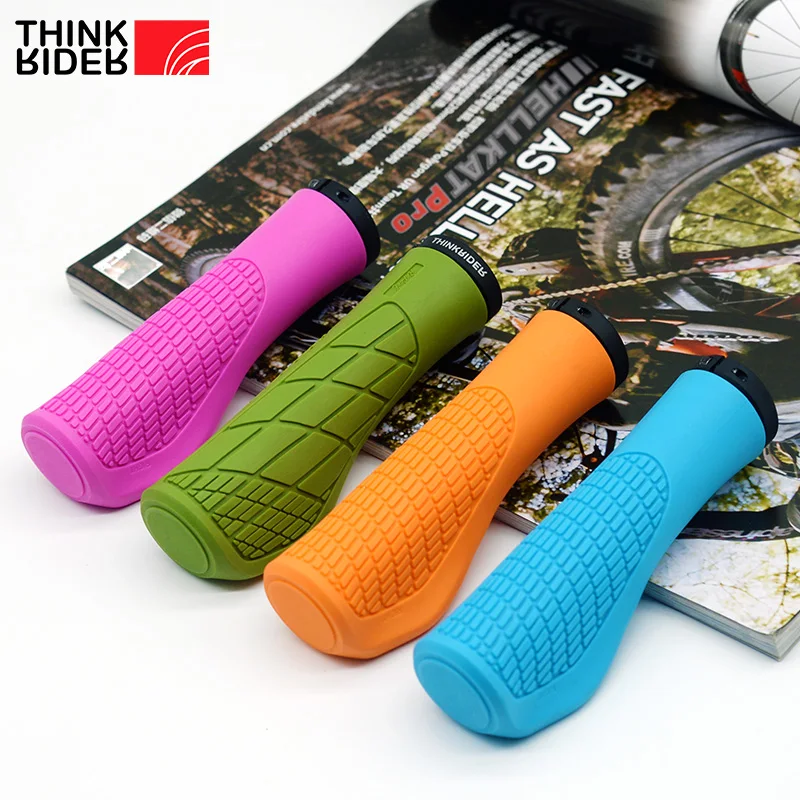 ThinkRIder MTB Bike Silicone Handlebar Grip Single Locking Bike Grips Anti-Slip Comfortable Handlebar Grip Cover for Mountain