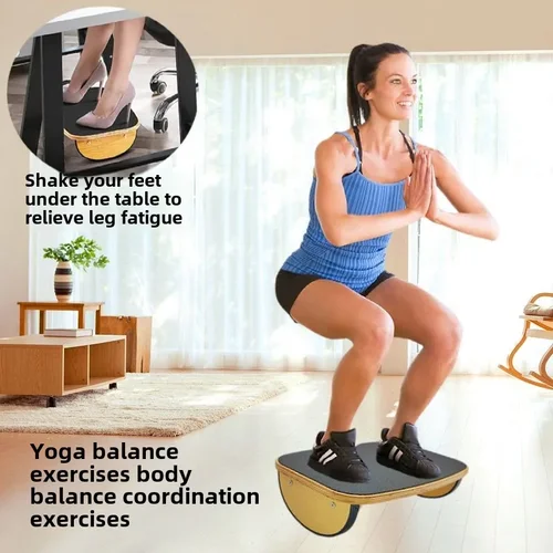 요가 밸런스 연습용 목재 밸런스 보드, 미끄럼 방지 및 안정적인 이중 구조, EVA 미끄럼 방지 패드, 40x28cm  Best5