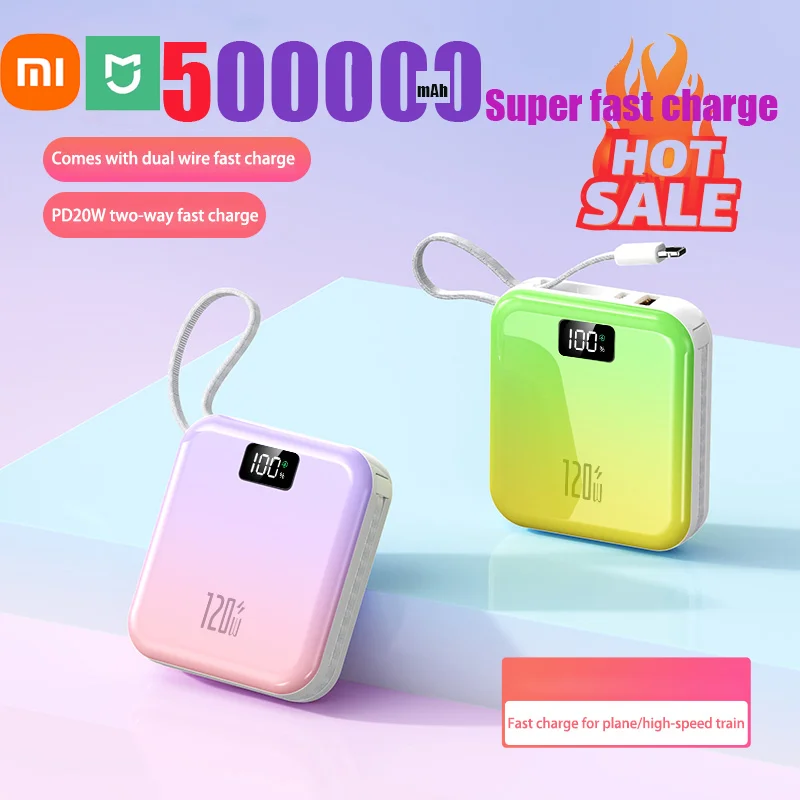 Xiaomi 120W 50000mAh Power Bank o dużej pojemności 2 w 1 Szybkie ładowanie Powerbank Przenośna ładowarka do iPhone Samsung Huawei