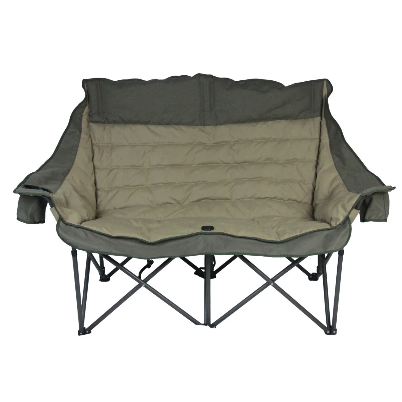 Double Folding Moon Chair Padded Quilted Oxford Fabric Cup Holder Sturdy Camping Outdoor Portable Two Person Loveseat Travelling