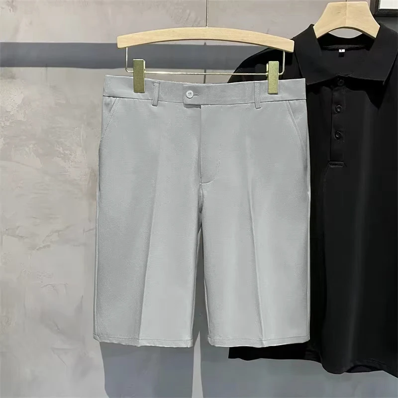 2025 شينو السراويل الرجال الجبهة مطوي السراويل برمودا عادية ملابس العمل السراويل الكورية سراويل أنيقة لفصل الصيف