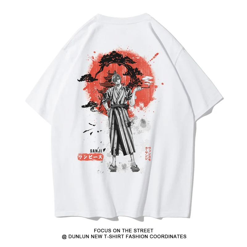 Japanese Animation T-shirt Men and Women Pirate Hunter Sauron Ink Peripheral Half-sleeved Men and Women Loose Cotton Top Casual
