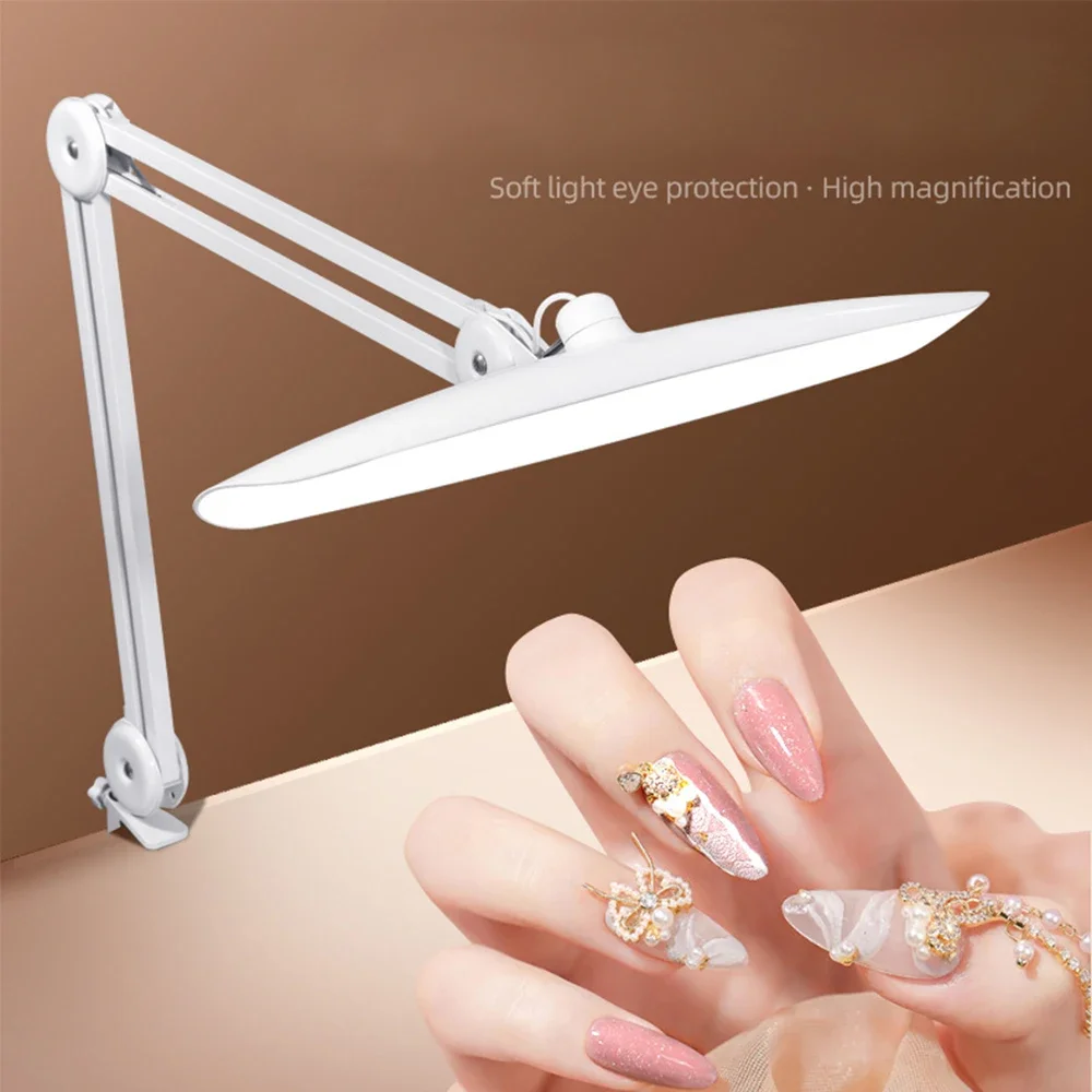 LED Task Desk Lamp 19 Inches Metal Swing Arm Eye-Caring Lash Extensions Lamp 117PCS LEDs for Nail Crafts Reading Head Work Lamp