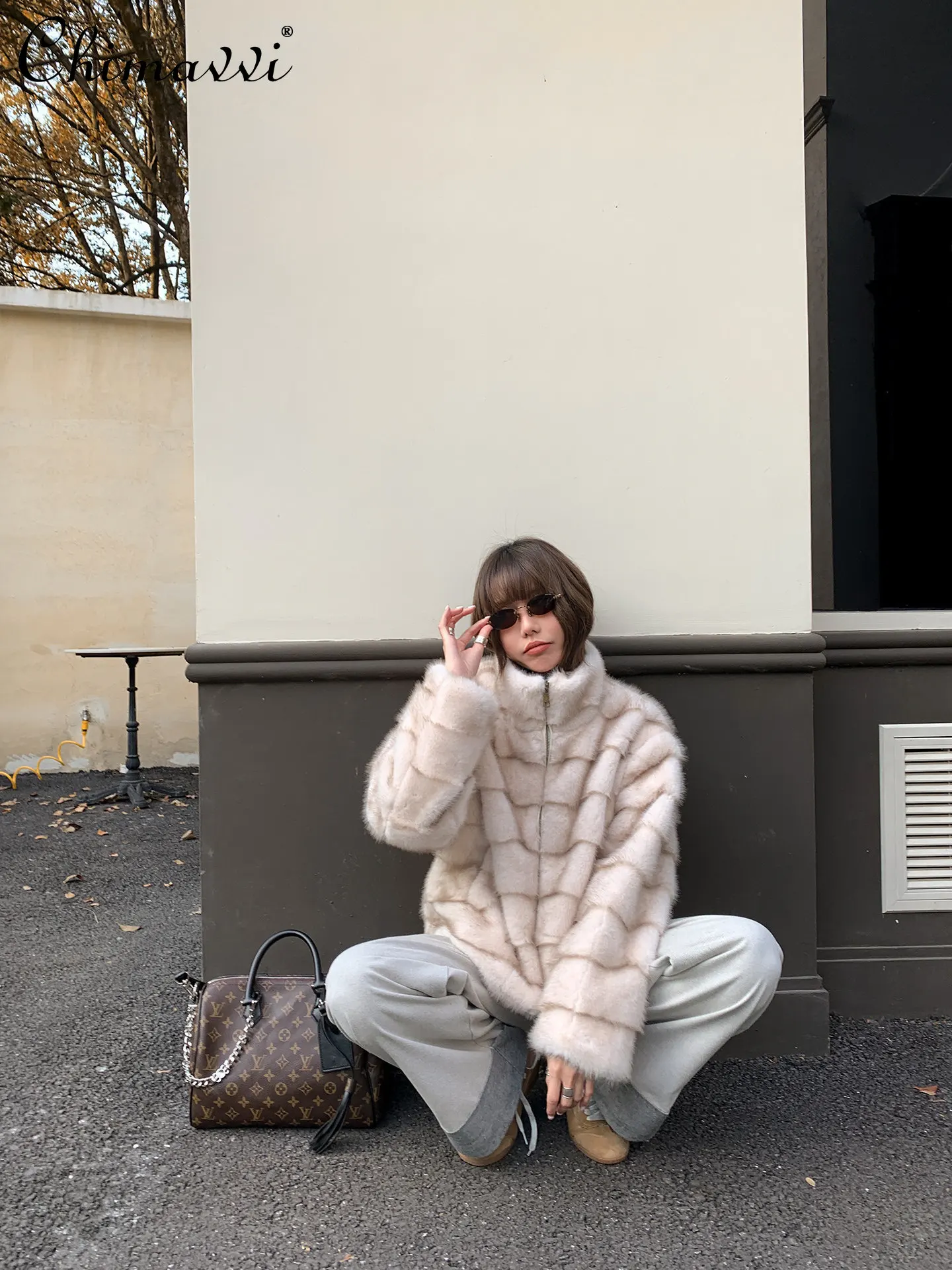 Mode Langarm Casual Stehkragen Nachahmung Nerz Pelz Kurze Pelzmantel Frauen Winter Verdickt Elegante Pelz Zipper Warme Jacke