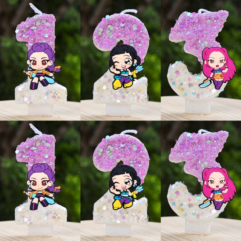 Kpop – bougie thème chasseurs de démons, numéro 0-9, fournitures de décoration de gâteau d'anniversaire pour enfants, fournitures de fête prénatale