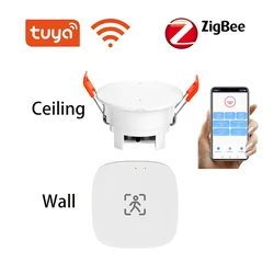 Tuya WiFi Zigbee Microwave Motion Sensor Smart Human Presence Sensor MmWave Radar with Luminance/Distance/ Fretting Detection