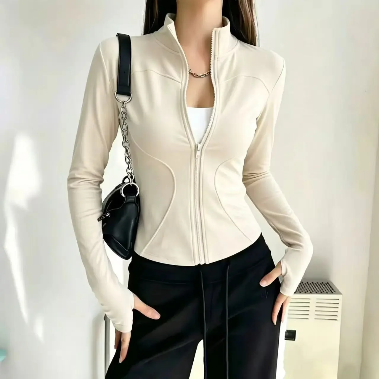 Women Zip Fitness Yoga Shirt Long Sleeve Sports Jacket Gym Top Activewear Running Coats Workout Clothes Woman