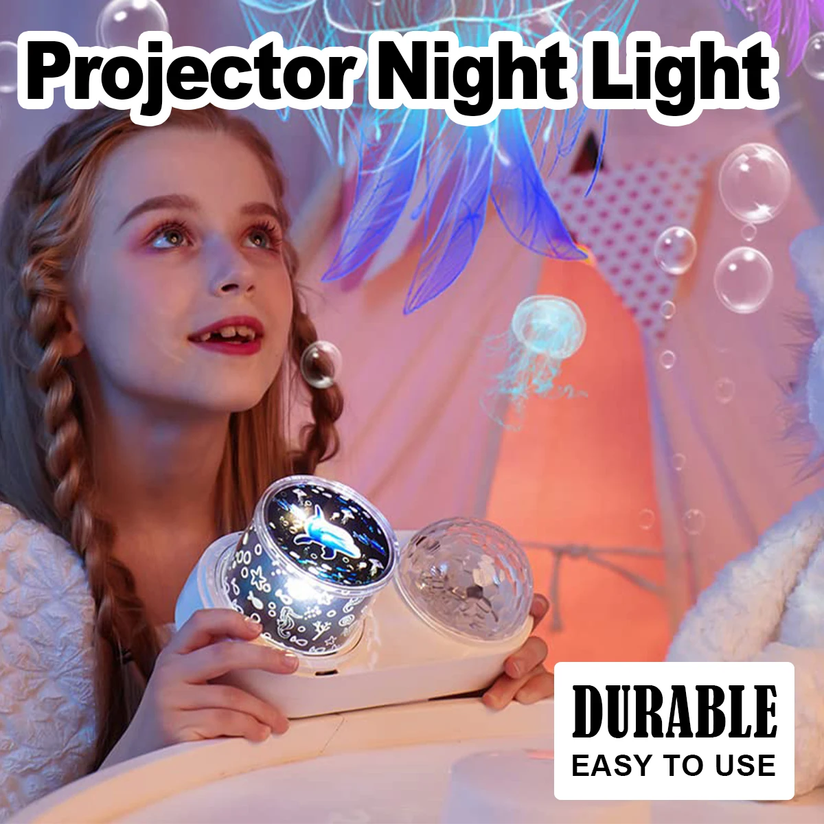 USB 바다 파도 해파리 조명 프로젝터 별 은하 밤 어린이용 LED 램프 360도 회전 별이 빛나는 하늘 침실 프로젝션