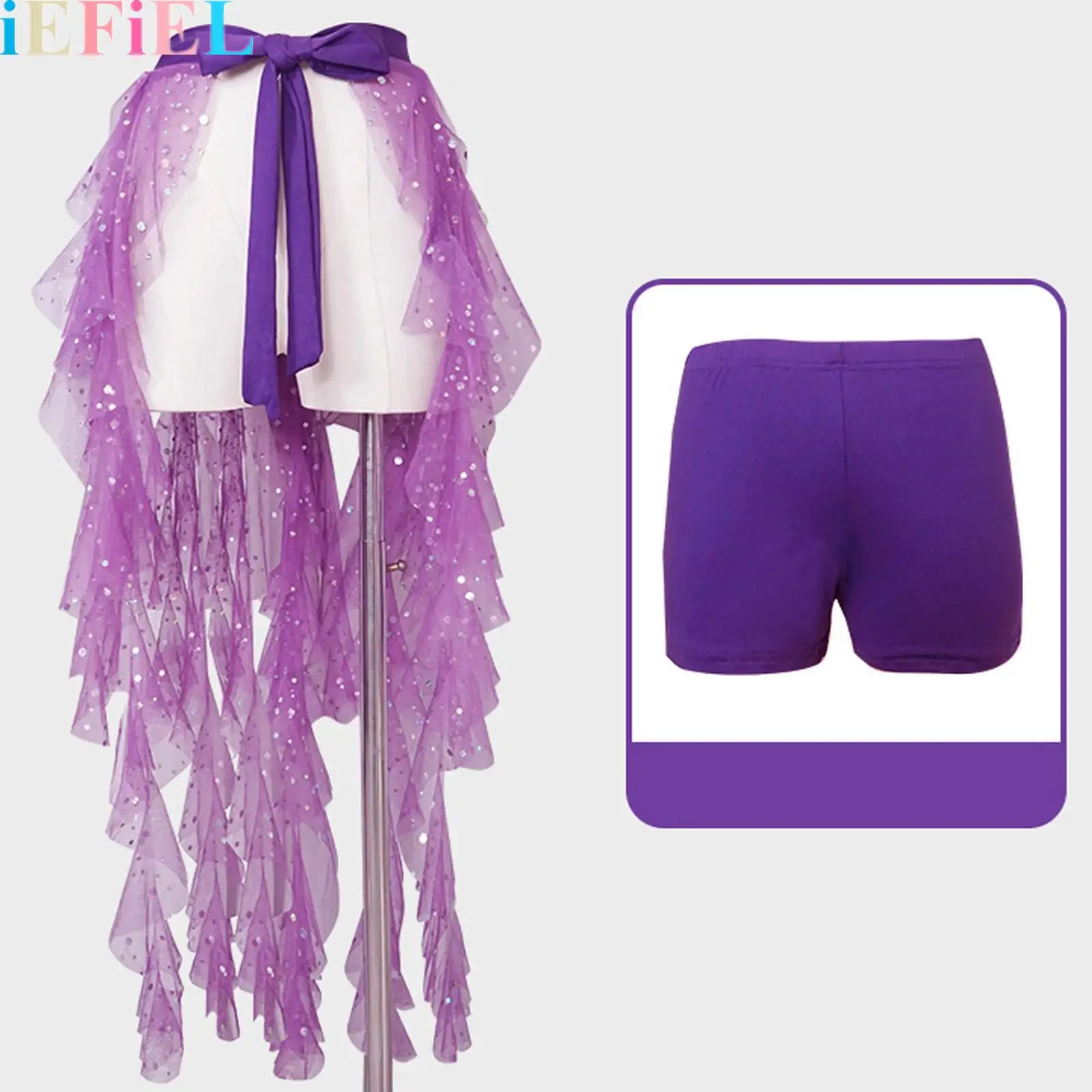 

Women Belly Dance Hip Scarf with Sequins Triangle Wrap Skirts with Safety Pants for Music Festival Party Performance