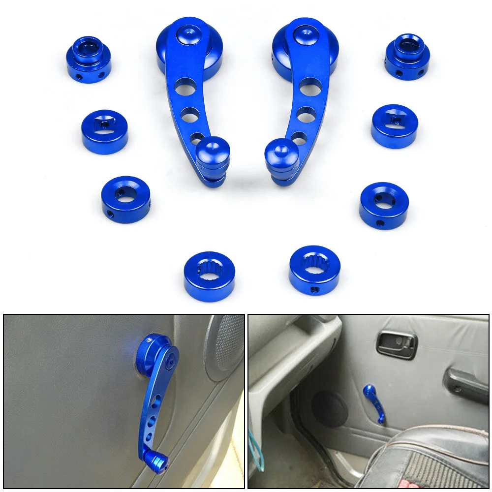 

1Pair Blue Car Window Hand Crank Shake Minivan Van Modified Glass Manual Lifter