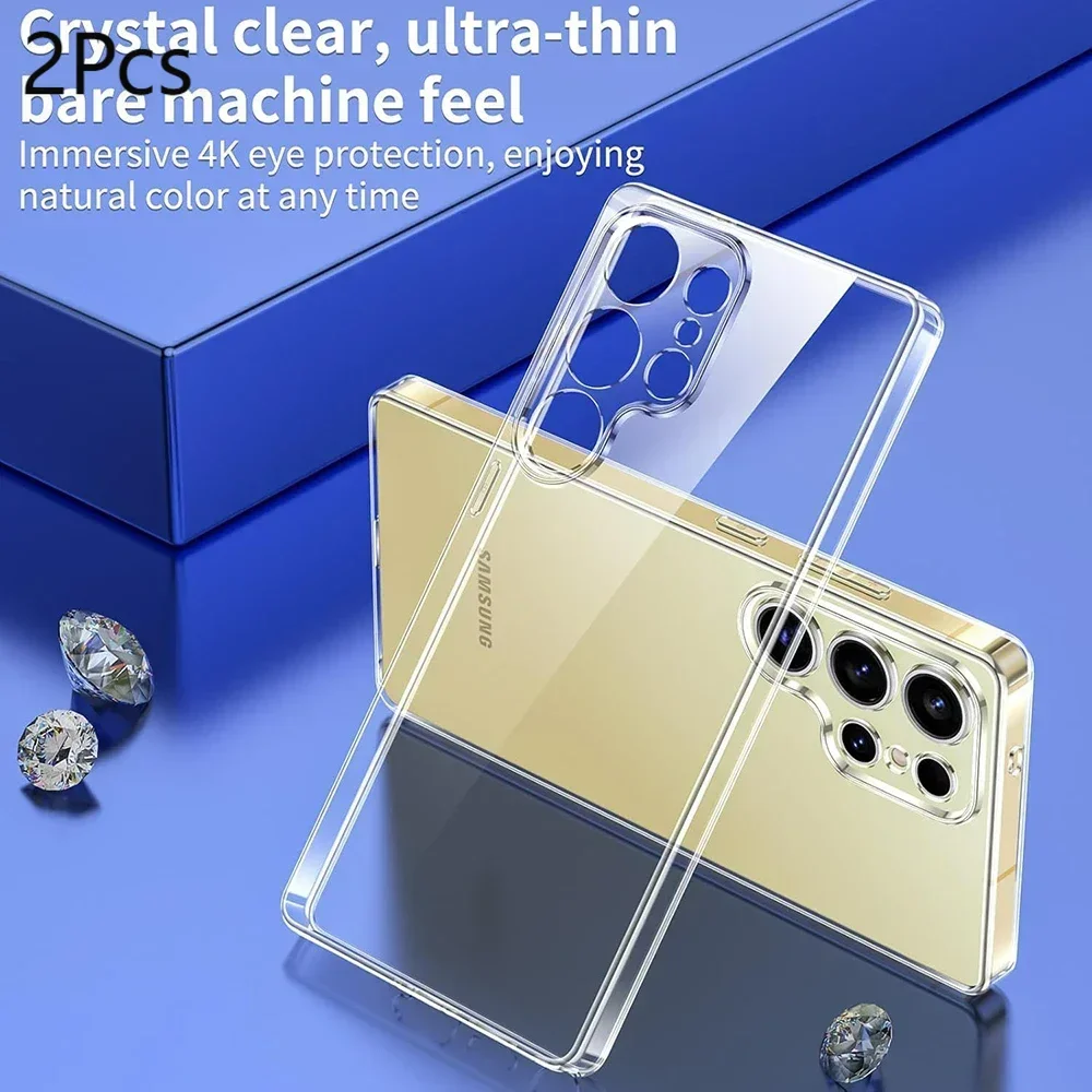 

2pcs Ultra Thin Transparent Silicone Soft Case For Samsung Galaxy S25 Ultra Clear Back Cover S24 S23 S22 S21 FE Plus TPU Slim Sh