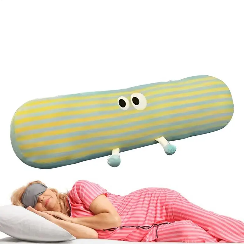 Soft Body Pillow Cute Striped Hug Pillow For Adults 35.43in Soft Comfortable Snuggle Pillow For Side Sleepers Removable Cover