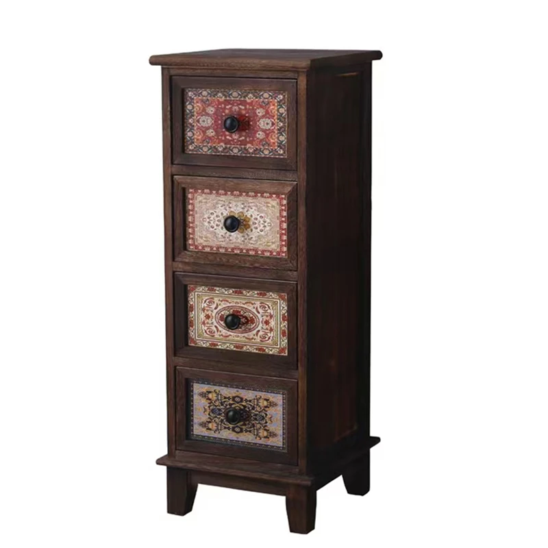 

Thickened solid wood retro chest cabinet, crevice cabinet, simple bedside table, drawer type storage cabinet, small cm narrow si