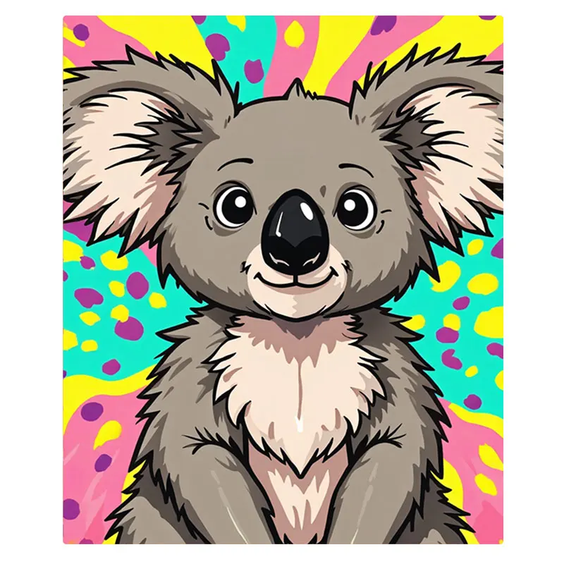 قطعة واحدة من بطانية الفانيلا اللطيفة بطباعة كرتونية كوالا - تصميم ملون نابض بالحياة لديكور المنزل المريح