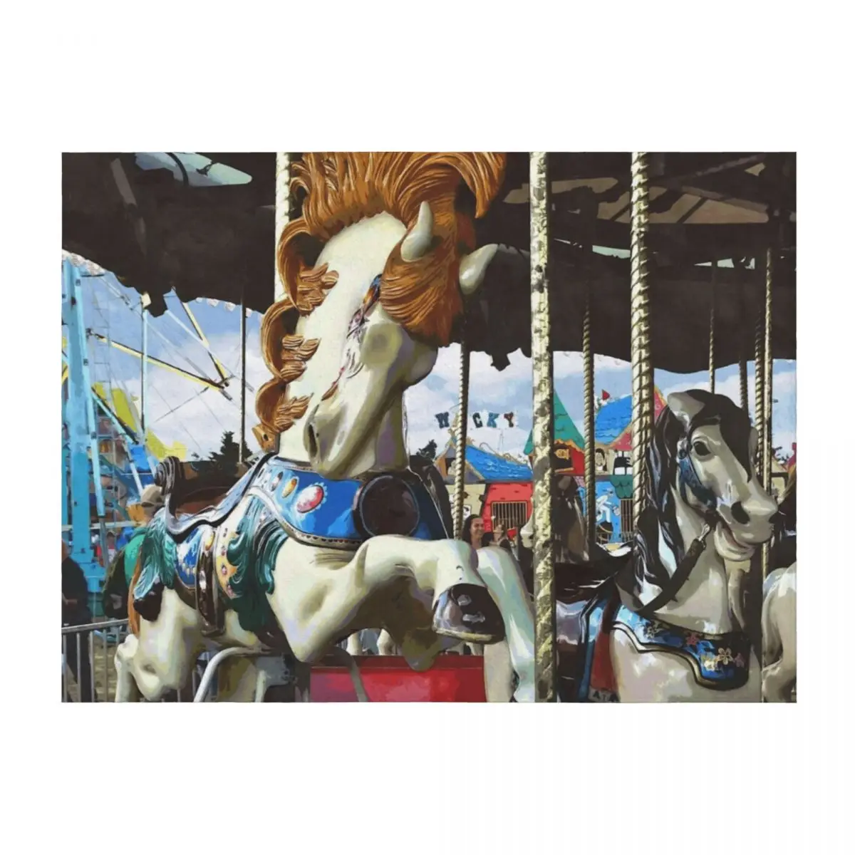 

Carousel Horse With Flowing Mane Throw Blanket for winter Furrys Baby Blankets