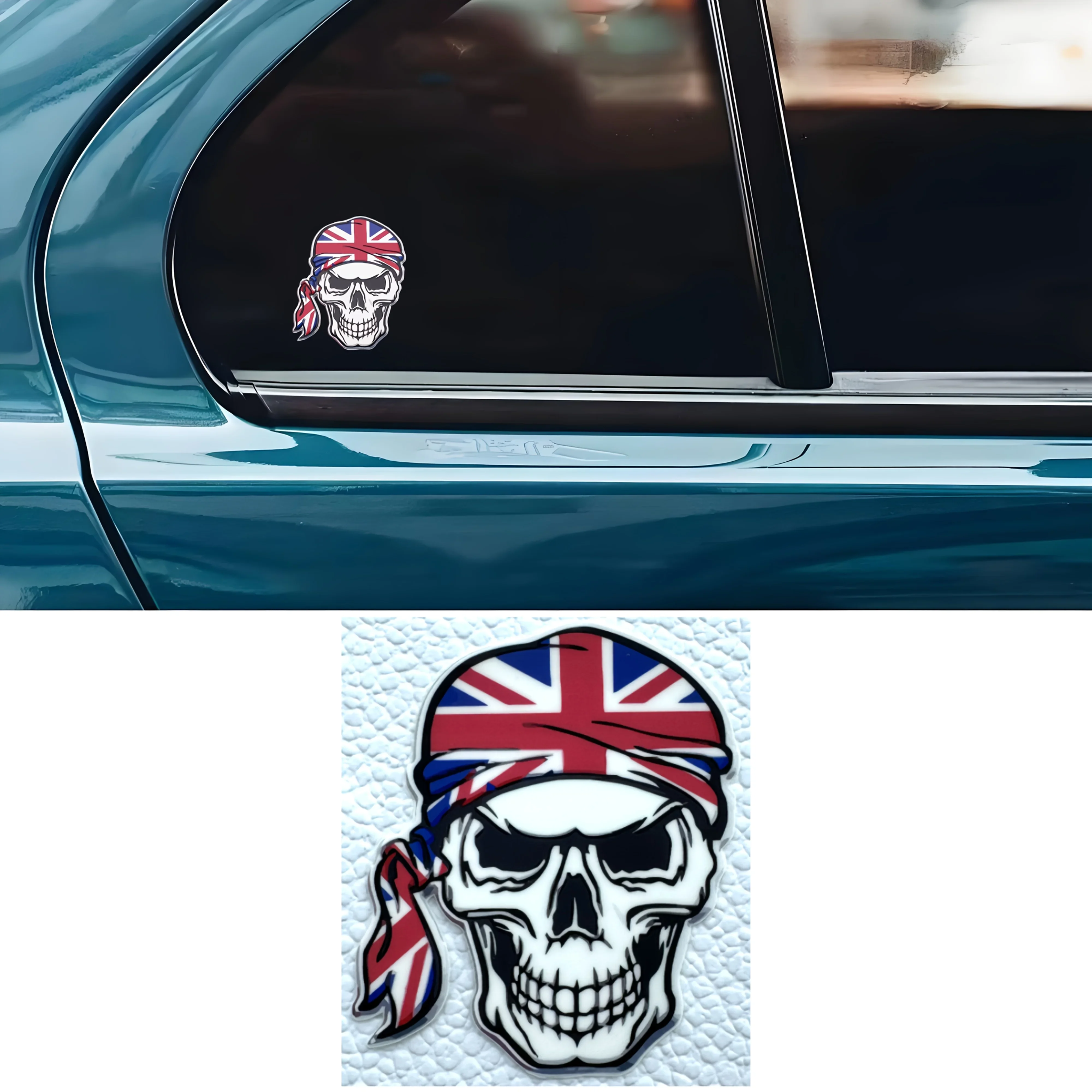 2 قطعة/المجموعة المملكة المتحدة العلم الجمجمة السيارات موتو ملصق، منفعل تصميم مائي لسيارة دراجة نارية، ملحق التخصيص الخارجي
