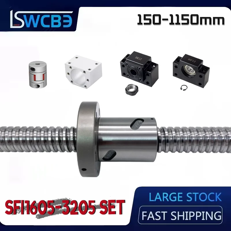 

1PC Precision Ball Screw Nut SFI1605 SFI2005 SFI2505 SFI3205 End Machined+Support Seat BKBF+Coupling+DSG Nut Housing CNC Parts