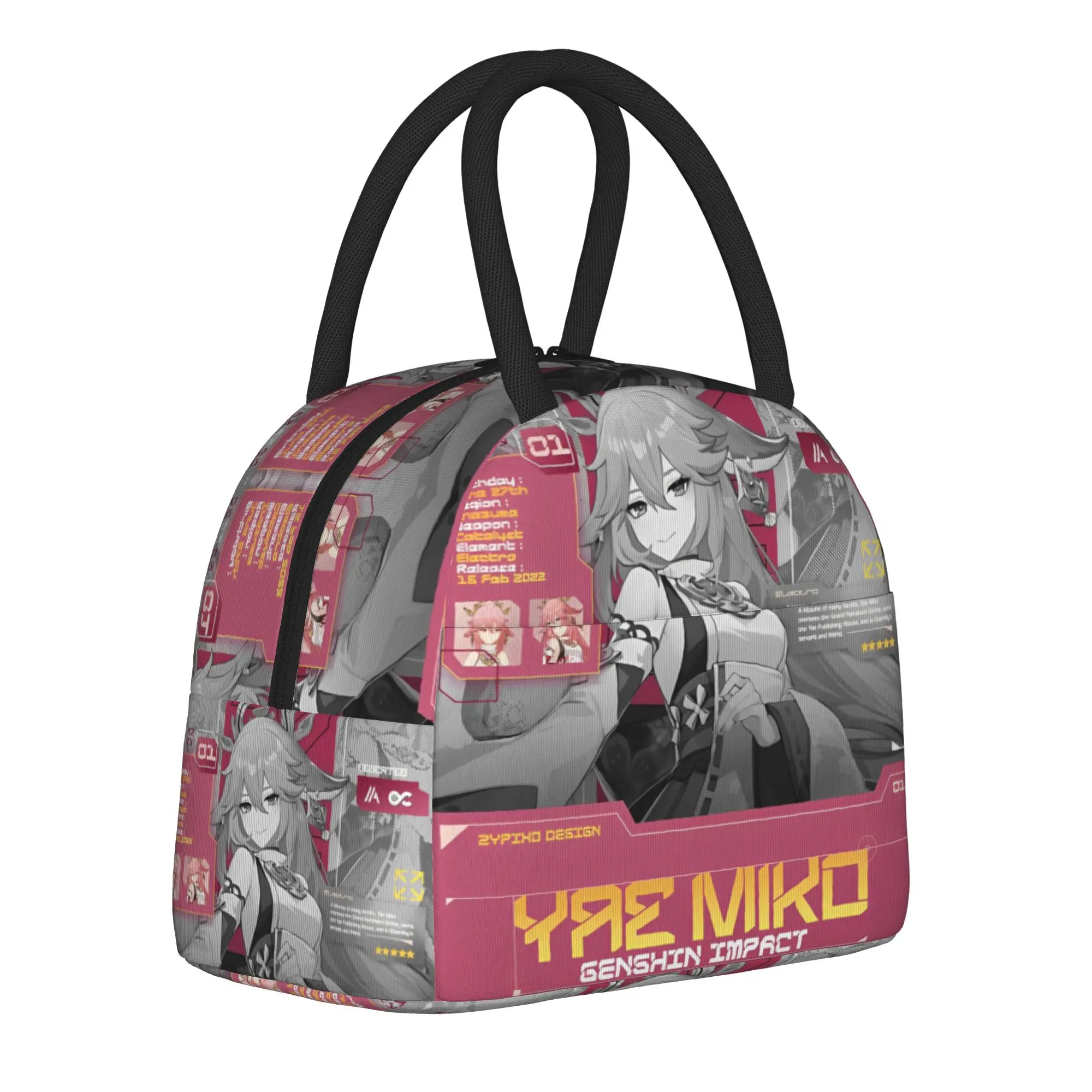 Insulated Lunch Bag yae miko genshin impact Merch  Lunch Container Multifunction Cooler Thermal Lunch Box For School