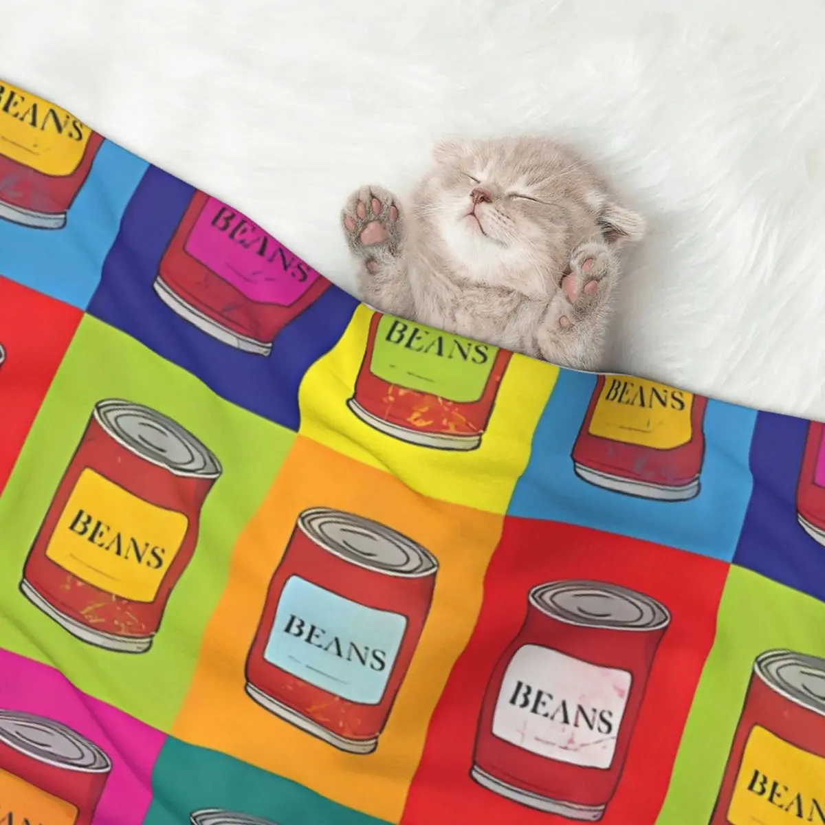 Baked Beans Tin Can Pop Art Warm Pet Blanket Soft Fluffy,Cute Cat Dog Blanket Warm Comfortable dog sleeping Pet Blanket