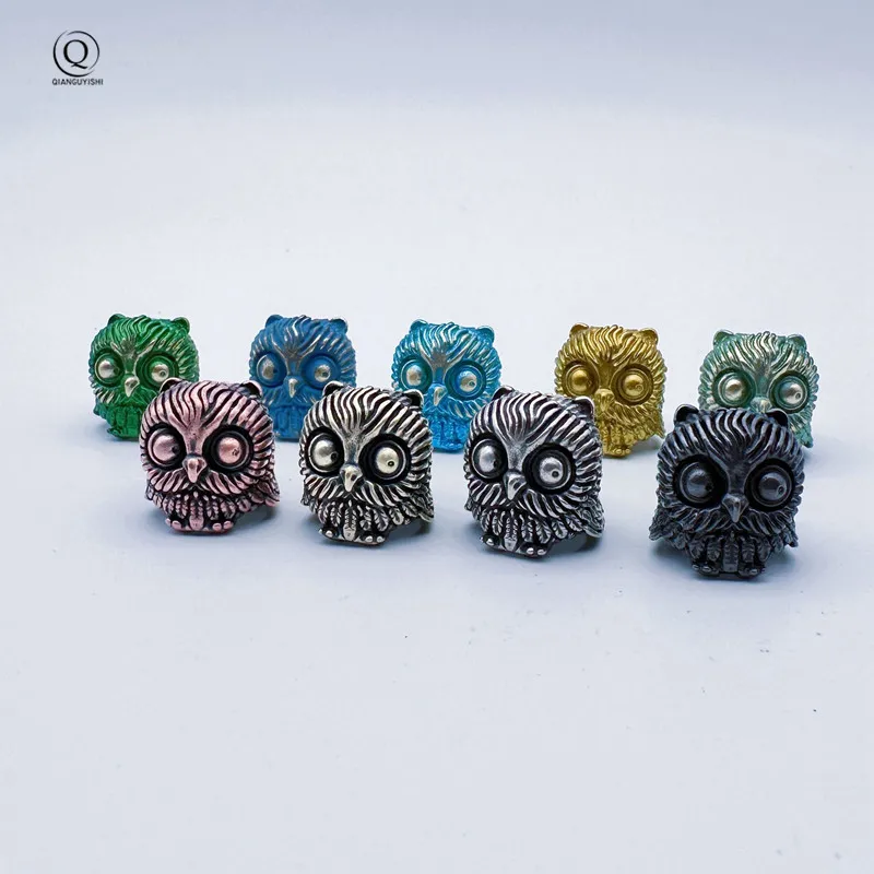 Cute Owl Brass Knife Bead EDC Outdoor DIY Paracord Woven Bracelets Accessories Lanyard Pendant Umbrella Rope Flashlight Hangings