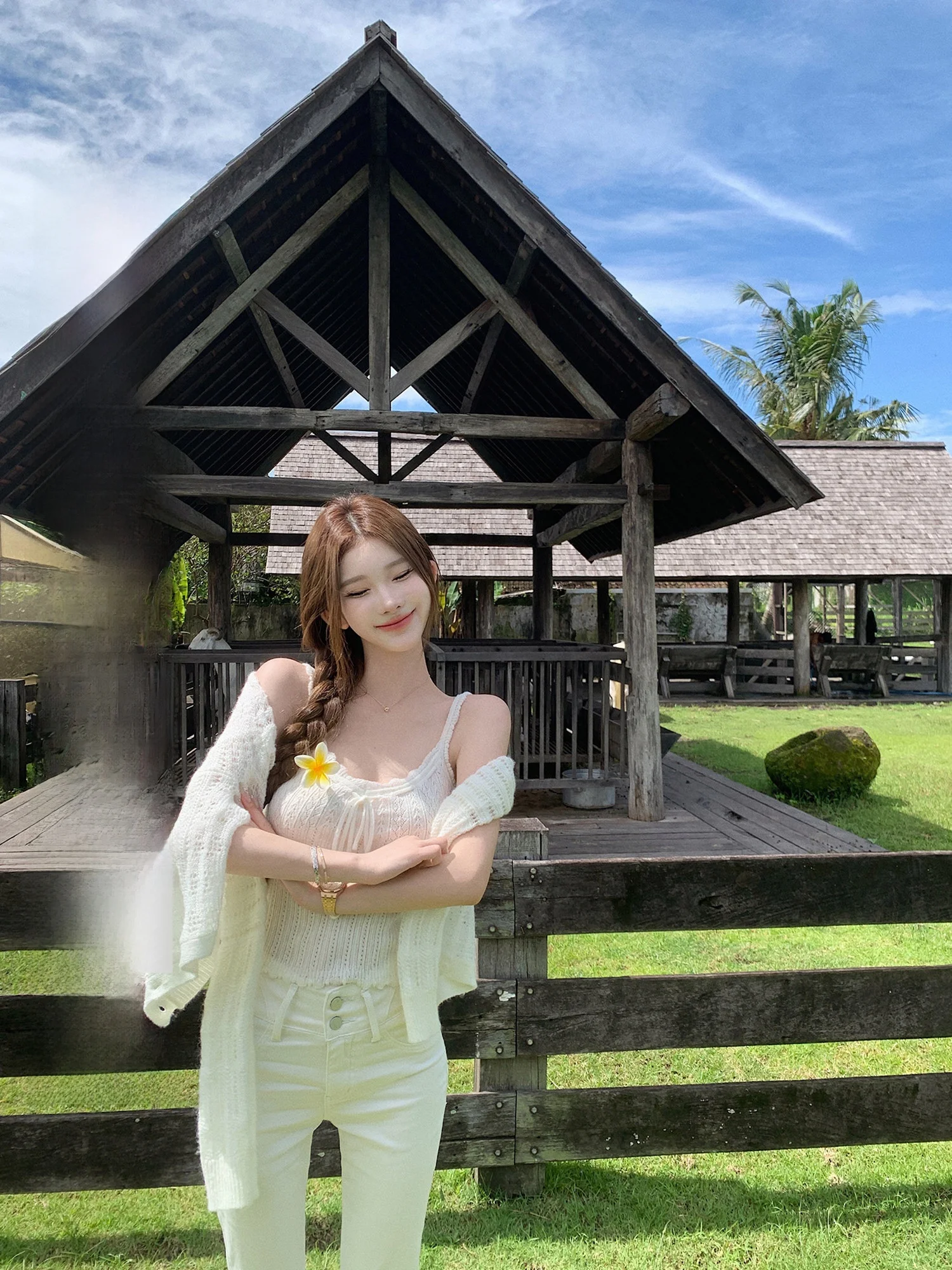 

JMOP Gentle cher Wool And Camere Open Cardigan Strap Two-Piece Set Women's Slim Fit Long Sve Thin Pure Color Spring