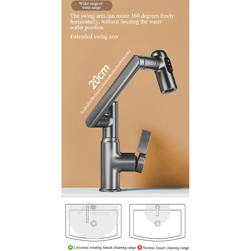 الحمام الحمام LED الحمام صنبور متعدد الوظائف تيار صنبور النحاس الجسم قابل للتعديل منفذ المياه شاشة ديجيتال